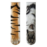 New 3D Print Adult Animal Paw Socks Unisex Crew Cat Long Stocks Elastic Breathable Sock Dog Horse Zebra Pig Cat Paw