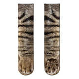 New 3D Print Adult Animal Paw Socks Unisex Crew Cat Long Stocks Elastic Breathable Sock Dog Horse Zebra Pig Cat Paw