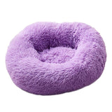 Round Pet Bed Cat Dog Winter Warm Sleeping House Washable long plush Dog Kennel Cat Bed Kennel Nest Foldable Puppy Cushion Mat