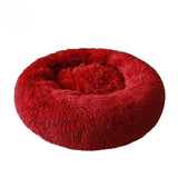 Round Pet Bed Cat Dog Winter Warm Sleeping House Washable long plush Dog Kennel Cat Bed Kennel Nest Foldable Puppy Cushion Mat