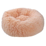 Round Pet Bed Cat Dog Winter Warm Sleeping House Washable long plush Dog Kennel Cat Bed Kennel Nest Foldable Puppy Cushion Mat