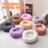 Round Pet Bed Cat Dog Winter Warm Sleeping House Washable long plush Dog Kennel Cat Bed Kennel Nest Foldable Puppy Cushion Mat